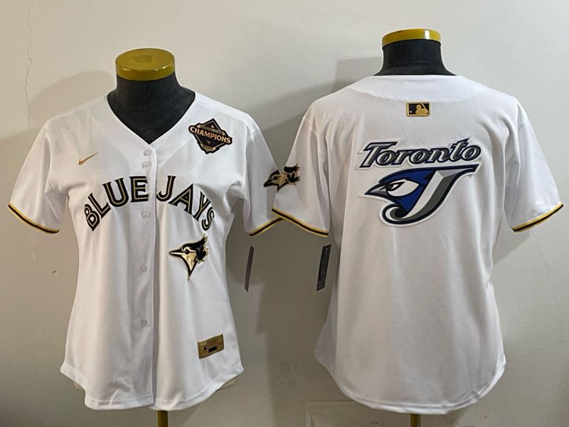 Women Toronto Blue Jays Blank White Gold 5th Throwback 2026 Nike MLB Jersey style 03